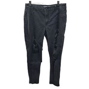 Refuge Jeans Womens Distressed‎ Jeans Black Ripped Destroyed Fringed Size 13